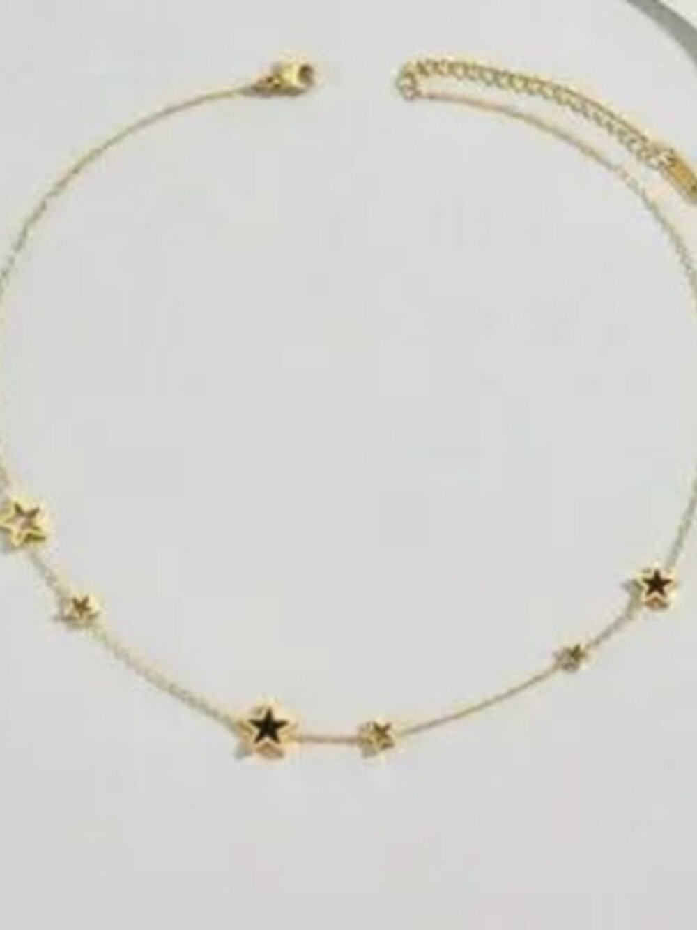 Gold Stainless Steel Black Star Charm Necklace